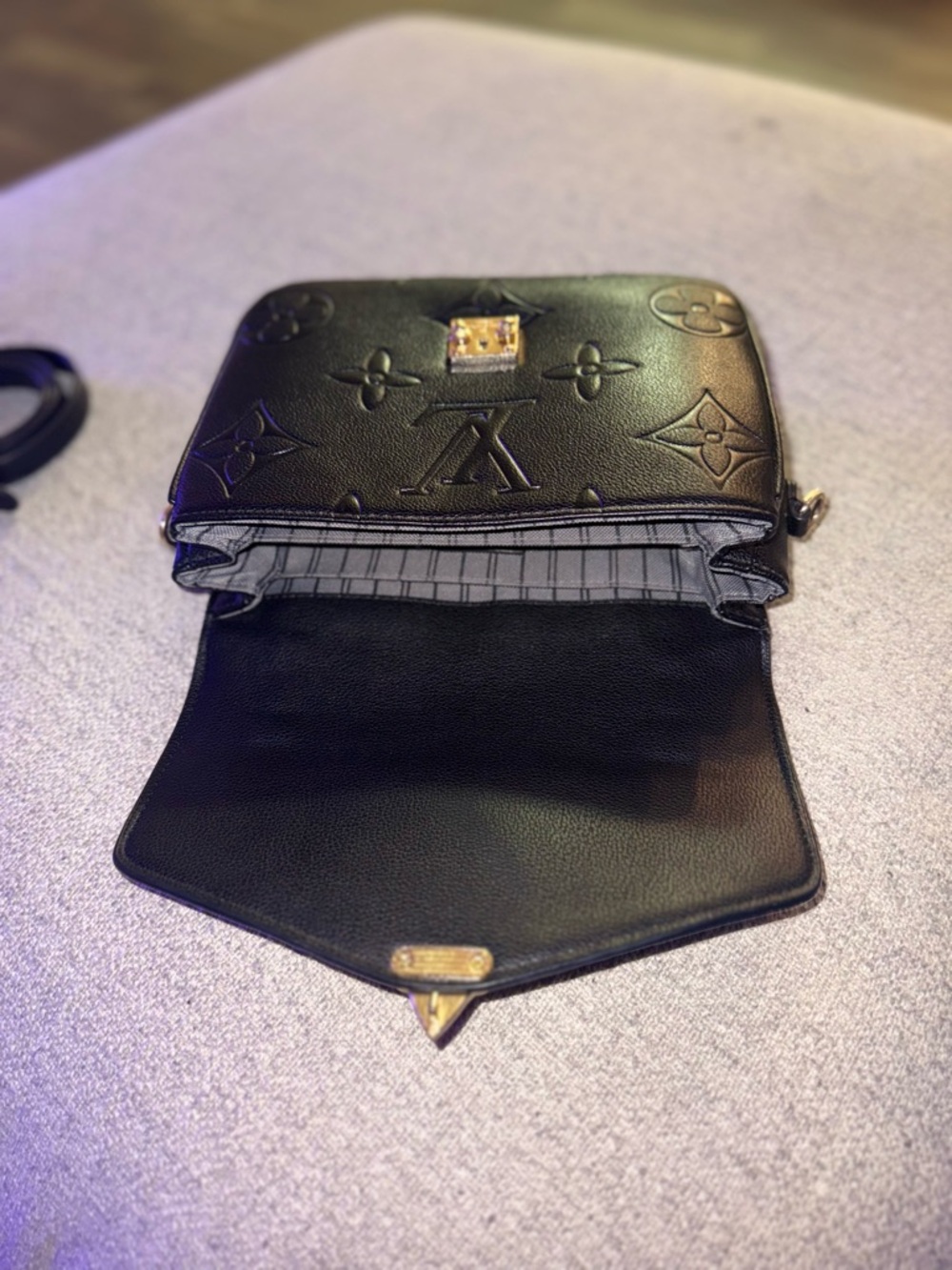 Louis Vuitton Black Monogram Empreinte Pochette with Gold Hardware - Picture 14 of 16